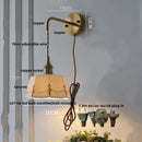 Helnys Ceramic Brass LED Wall Light Reading Sconce Pull Chain Switch Home Decor
