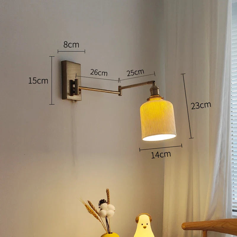 Helnys Nordic LED Wall Sconce Left Right Rotate Pull Chain Switch Stair Light