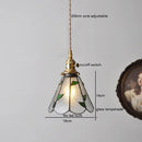 Helnys Vintage Europe Style LED Pendant Light with Wood, Copper, Glass Lampshade