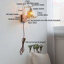 Helnys Glass Wood LED Wall Lights Up Down Rotate Bedside Lamp