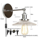 Helnys Industrial Loft LED Wall Lights Plug In Iron Bedside Lamp for Bedroom