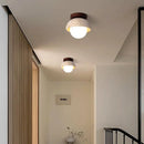 Helnys Yellow Cave Stone LED Ceiling Lamp with Wood Canopy