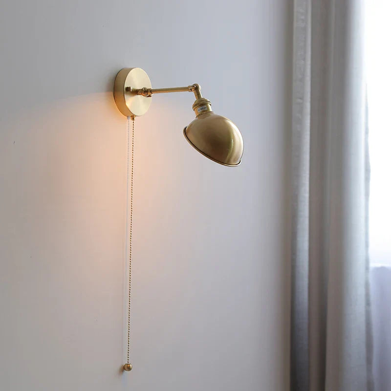 Helyn's Nordic Swing Arm LED Wall Lamp - Modern Copper Bedside Light
