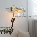 Helnys Nordic Ash Wood LED Wall Lights Rotate Pull Chain Switch