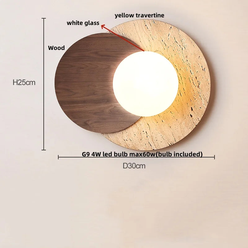 Helnys Nordic LED Wall Lights Yellow Travertine Creative Home Decor Stair Sconce
