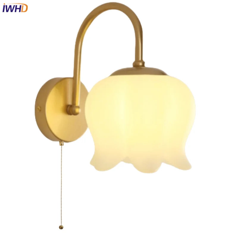 Helnys Iron LED Wall Sconce Pull Chain Switch Stair Light - Modern Nordic Art Design