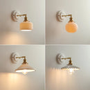 Helnys Ceramic LED Wall Light with Knob Switch, Nordic Japanese Style Sconce