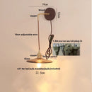 Helnys Walnut Wood LED Wall Light Fixture Glass Pull Chain Switch