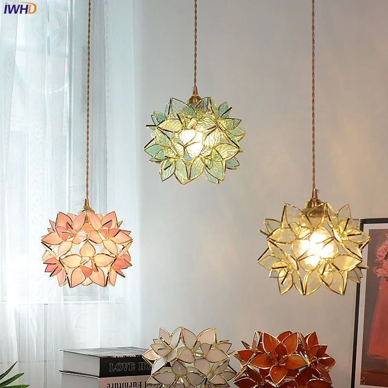 Helnys Glass Copper LED Pendant Lamp E27 Nordic Modern Luxury Hanging Lights