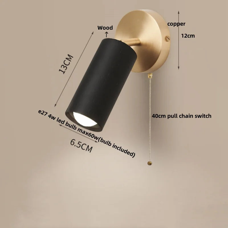 Helnys Nordic LED Wall Light - Modern Wood Indoor Lamp for Home Decor