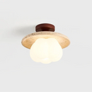 Helnys Yellow Travertine Stone Glass LED Ceiling Light - Nordic Modern Design