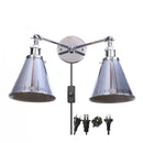 Helnys Loft Plug LED Wall Lamps 2 Heads Industrial Silver Vintage Lighting