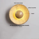 Helnys Vintage LED Wall Light Fixture Wood Natural Stone Bedside Lamp