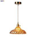 Helnys Orange Glass LED Pendant Lights, Nordic Modern Hanging Lamp