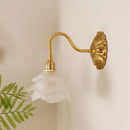 Helnys Flower Design LED Wall Light Glass Antique Gold Modern Bedside Lamp
