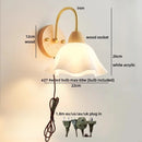 Helnys Art White Flower Wall Lamp with LED Light & Wood Shade