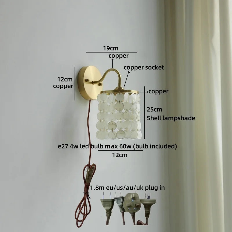 Helnys Crystal Copper LED Wall Light Fixture for Indoor Kitchen Décor