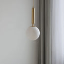 Helnys White Glass LED Pendant Lamp Copper Adjustable Hanging Light