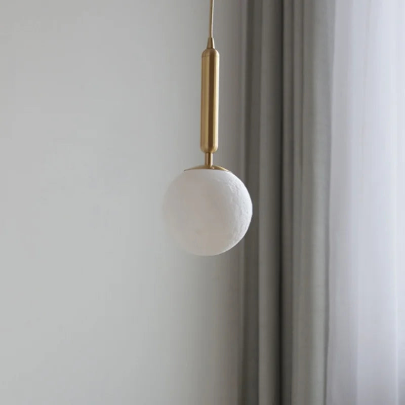 Helnys White Glass LED Pendant Lamp Copper Adjustable Hanging Light