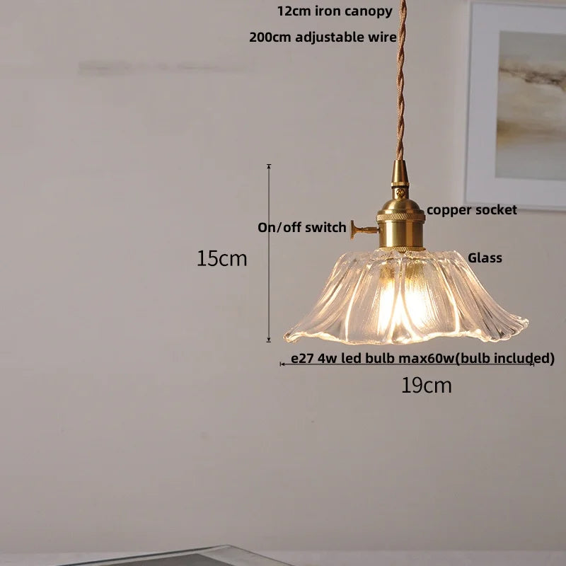 Nordic Flower Glass Pendant Lights by Helnys - Adjustable 2m Wire Length