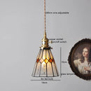 Helnys Vintage Europe Style LED Pendant Light with Wood, Copper, Glass Lampshade