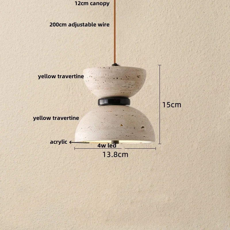 Helnys Yellow Travertine LED Pendant Light: Modern Nordic Acrylic Hang Lamp