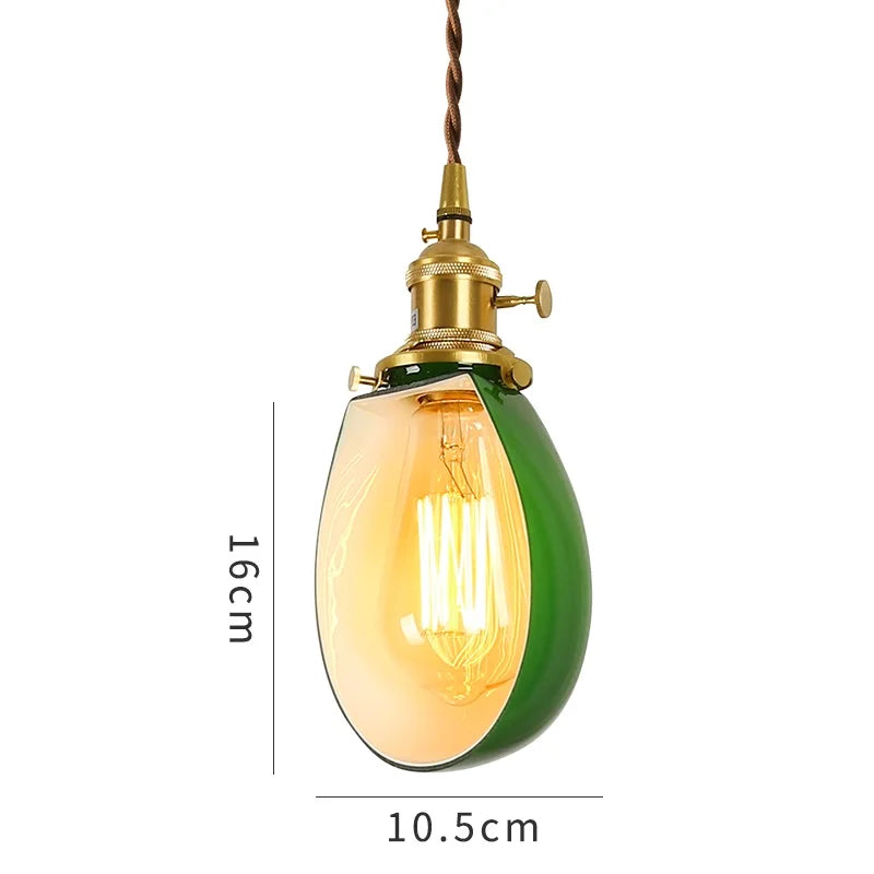 Helnys Vintage Copper Socket Pendant Lamp with Green Glass - 2023 Edition