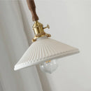 Helnys Ceramic & Walnut Wood LED Pendant Lamp with Knob Switch