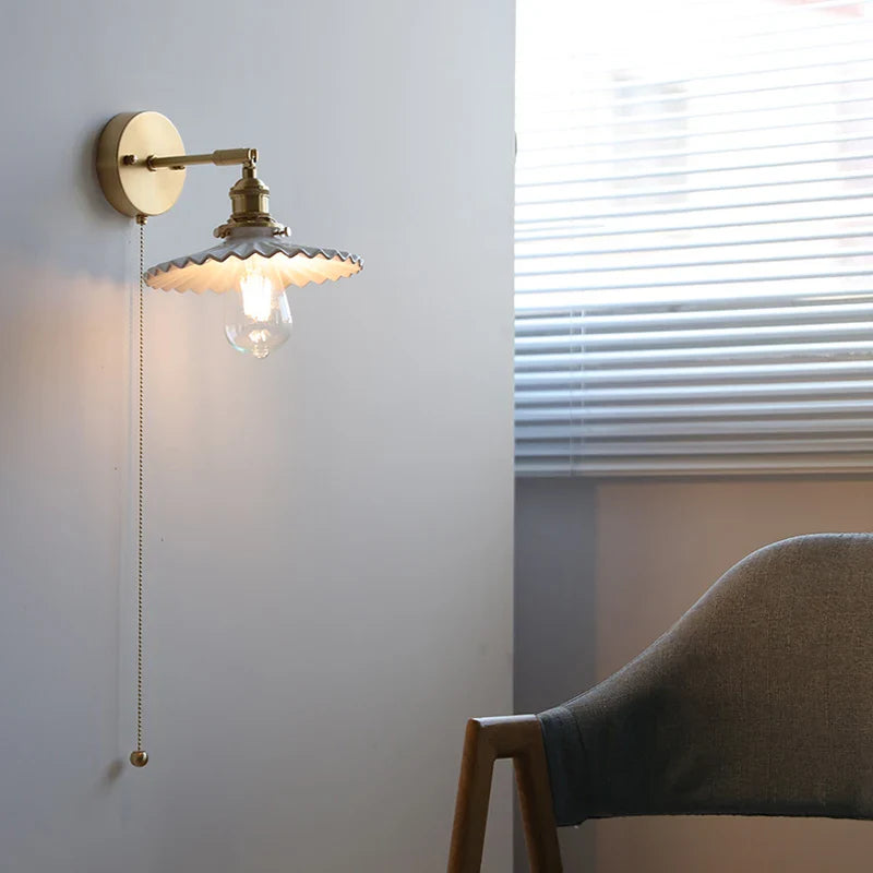 Helnys Ceramic LED Wall Lamp Kids Bedroom Gold Brass Up Down Stair Light