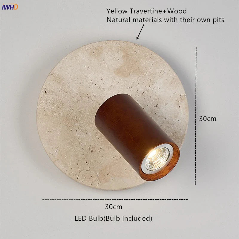 Helnys LED Travertine Glass Wall Lamp Yellow Room Decoration Light
