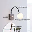 Helnys Glass Ball LED Wall Lamps Black Hose Adjustable Square Wood Bathroom Lights