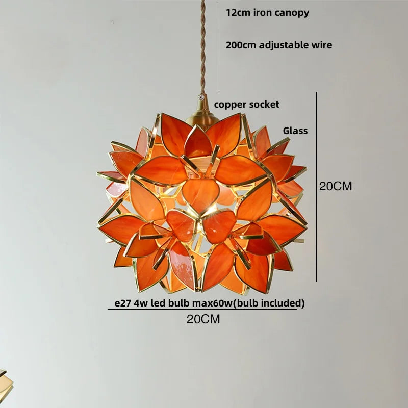 Helnys Luxury Glass Flower LED Pendant Lights - Modern Nordic Style