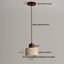 Helnys LED Pendant Lights Japanese Style Wood Canopy Cement Lampshade