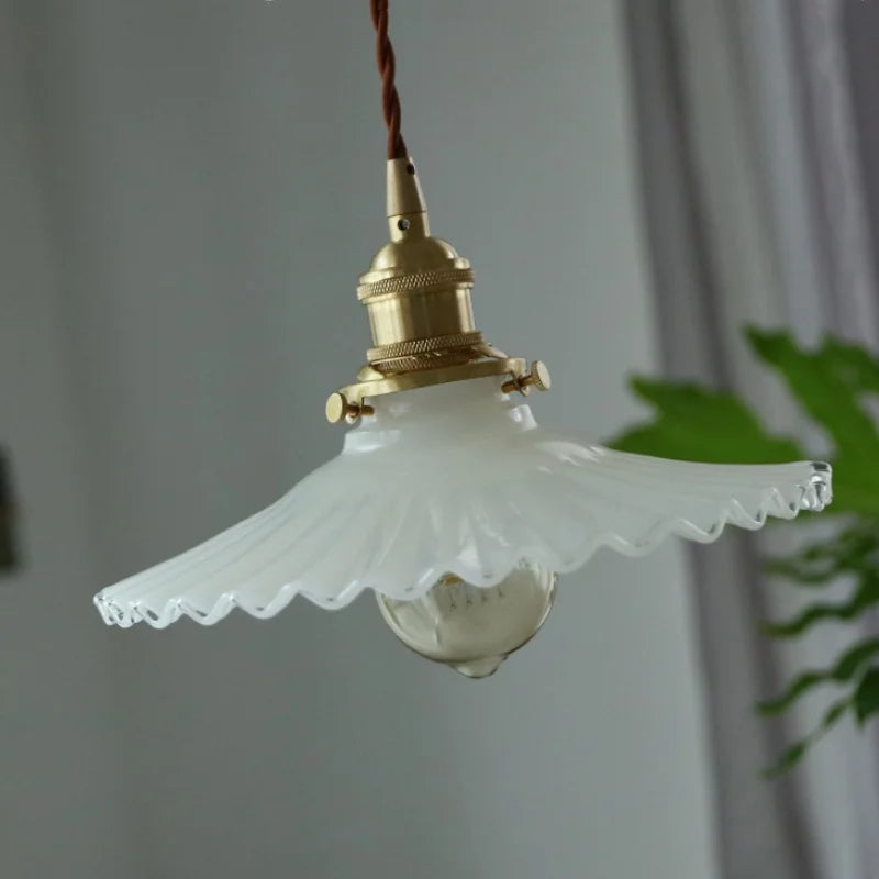 Helnys White Glass LED Pendant Light: Modern Nordic Hanging Lamp, Adjustable Wire