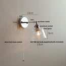 Helnys Iron Rotate LED Wall Light Clear Glass Modern Refresh Nordic Style Bedside Lamp