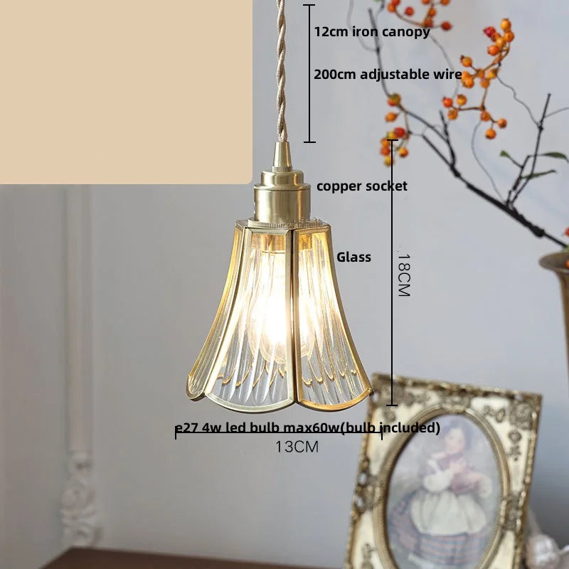 Helnys Antique Glass LED Pendant Lamp Adjustable Kitchen Light Fixture