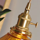 Helnys Amber Glass Pendant Light with Adjustable Wire and Knob Switch