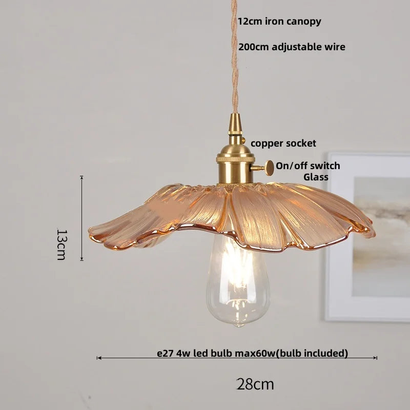 Helnys Glass Brass LED Pendant Light for Home Decor Dining Room Study