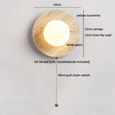 Helnys Wabi Sabi LED Wall Sconce Yellow Travertine Stone Glass Ball Decoration Lamp