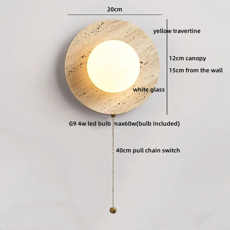 Helnys White Glass Ball LED Wall Sconce for Bedroom, Living Room & Stair Light