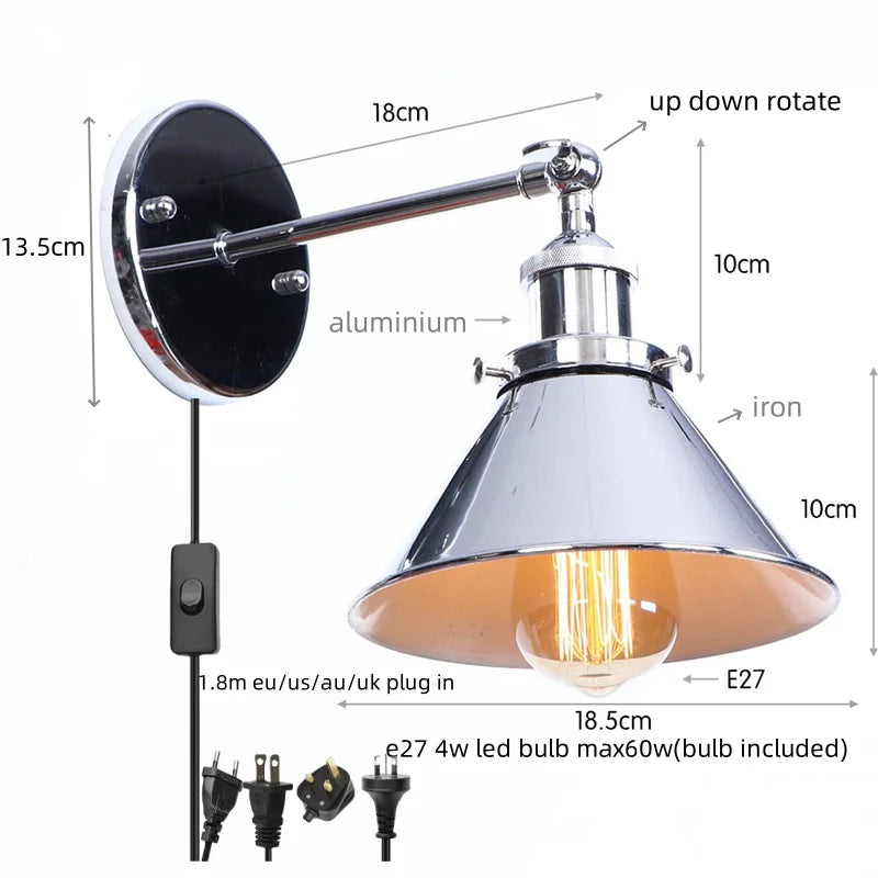 Helnys Industrial LED Wall Lamps for Bathroom Mirror Stair Light Dinning Room Home Decor