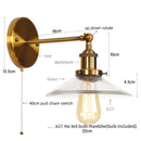 Helnys Vintage Industrial LED Wall Lamp Clear Glass Gold Bedside Light