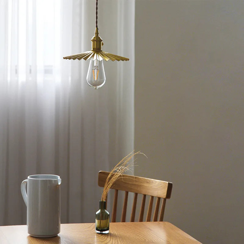 Helnys Nordic Copper LED Pendant Light with Knob Switch - Modern Hanging Lamp