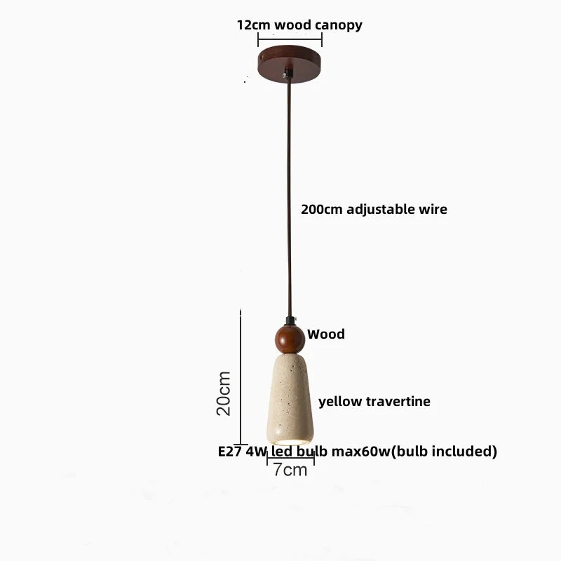 Helnys Wood LED Pendant Light Fixture Adjustable Modern Hanging Lamp