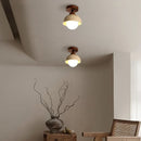 Helnys Yellow Travertine LED Ceiling Light: Nordic Modern Glass Ball Ceiling Lamp