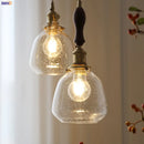Helnys Wood LED Pendant Lamp Nordic Copper Glass Hanging Light