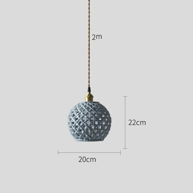 Helnys Bule Ceramic LED Pendant Lamp Modern Nordic Hanging Light for Bedroom Restaurant