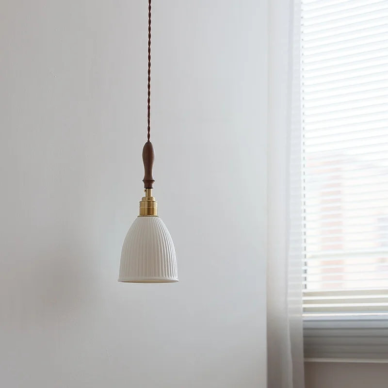 Helnys Ceramic Wood LED Pendant Chandelier - Nordic Modern Hanging Lamp