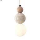 Helnys Nordic LED Pendant Lights Wood White Glass Yellow Travertine Hanging Lamp