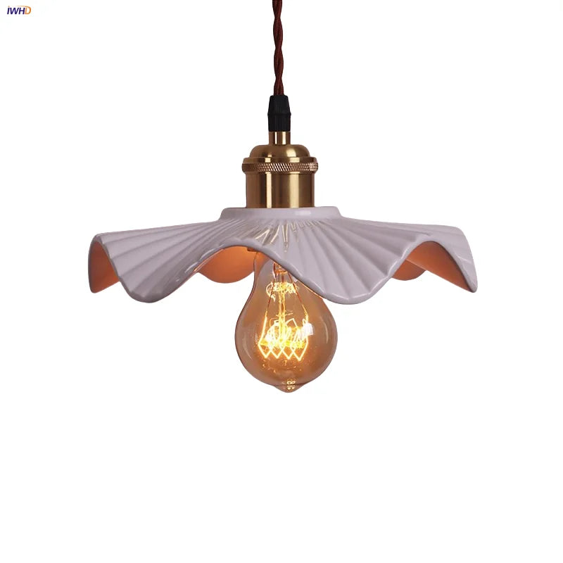 Helnys White Ceramic LED Pendant Light - Nordic Modern Design, Adjustable Hanging Lamp